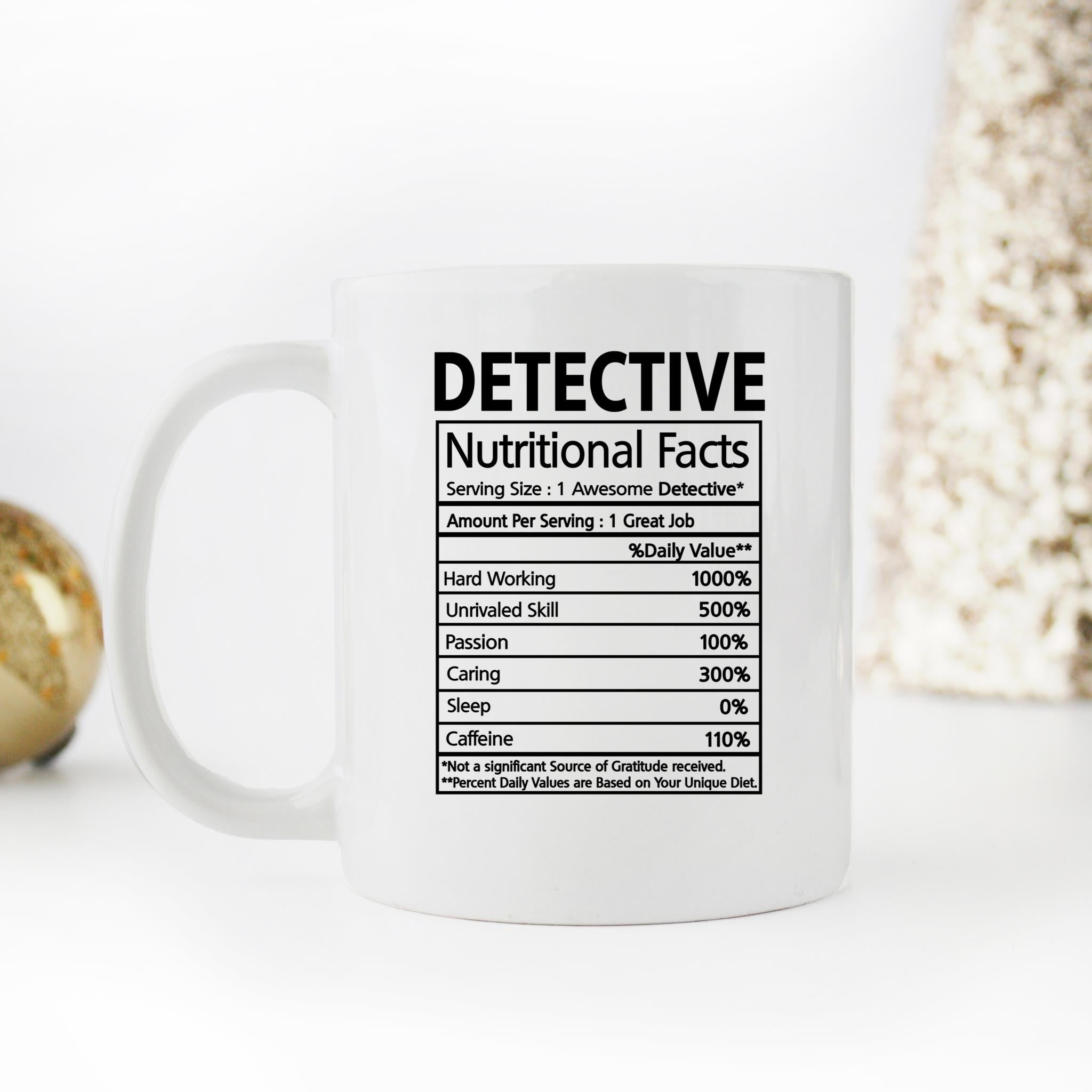 Skitongifts Funny Ceramic Novelty Coffee Mug Detective Nutritional Facts W21bSY0
