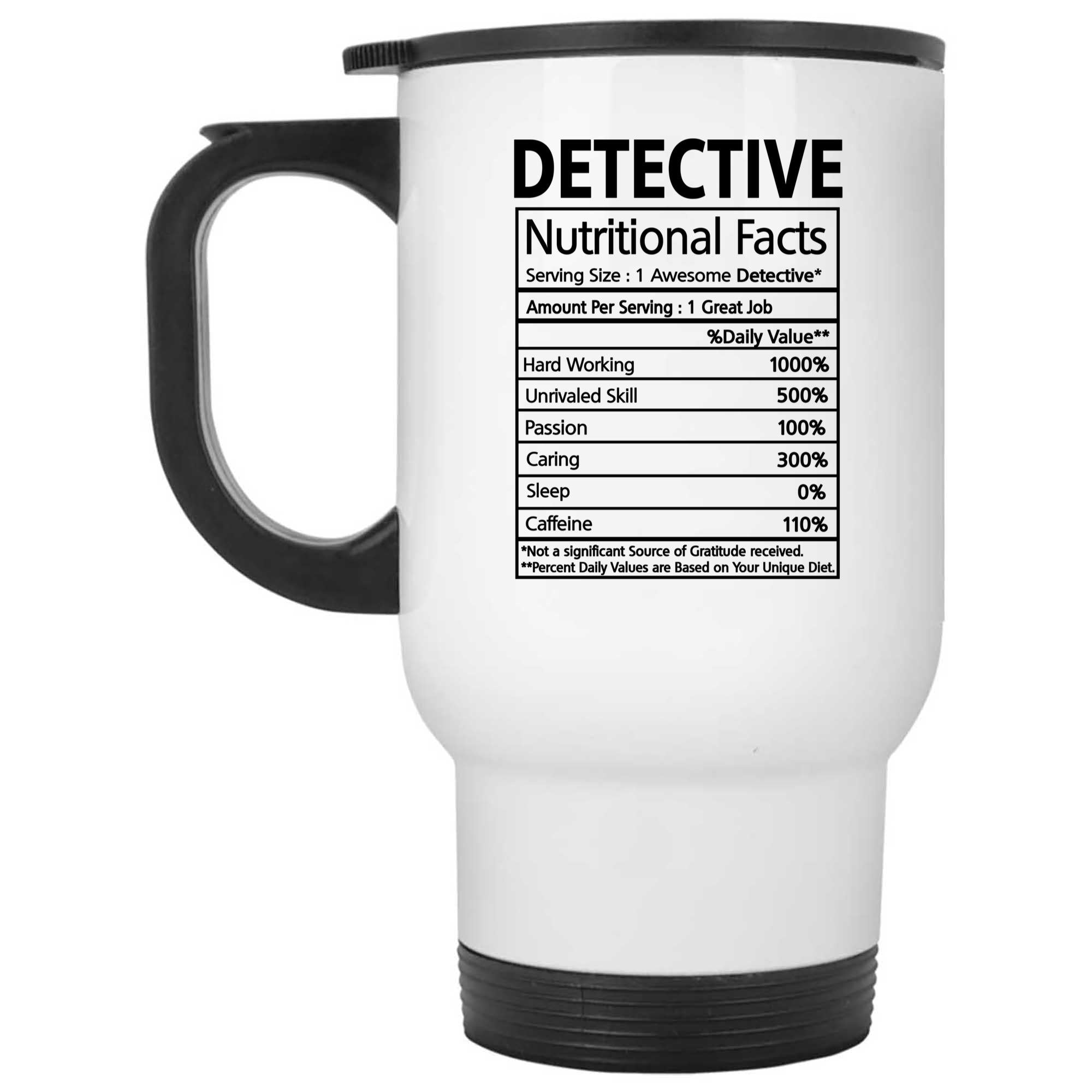 Skitongifts Funny Ceramic Novelty Coffee Mug Detective Nutritional Facts W21bSY0