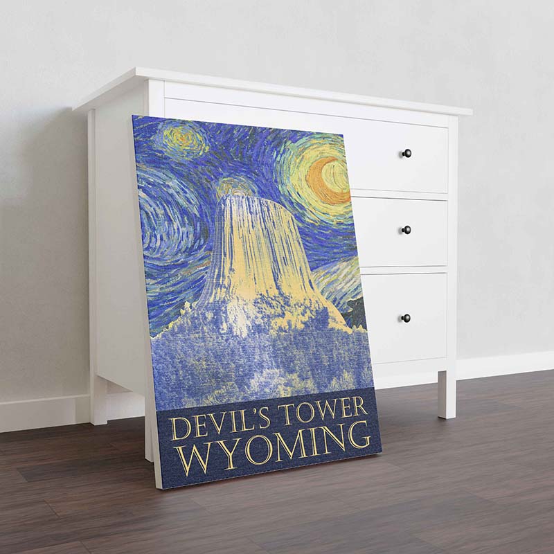 Skitongifts Wall Decoration, Home Decor, Decoration Room Devil'S Tower Wyoming Starry Night-TT0911