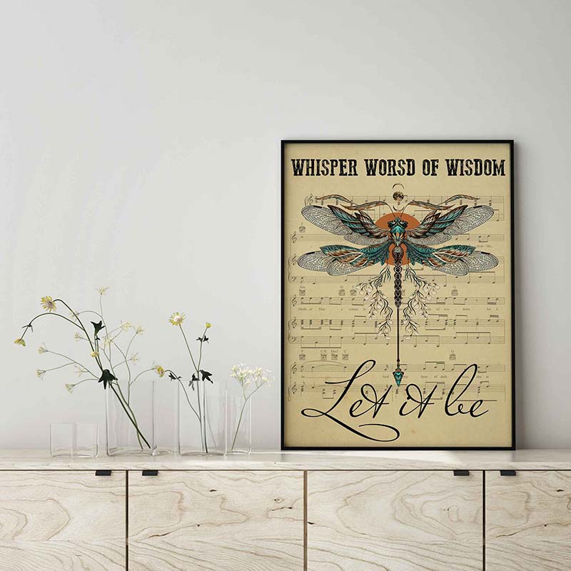 Skitongifts Wall Decoration, Home Decor, Decoration Room Dictionary Whisper Words Of Disdom Let It Be Dragonfly TT1702