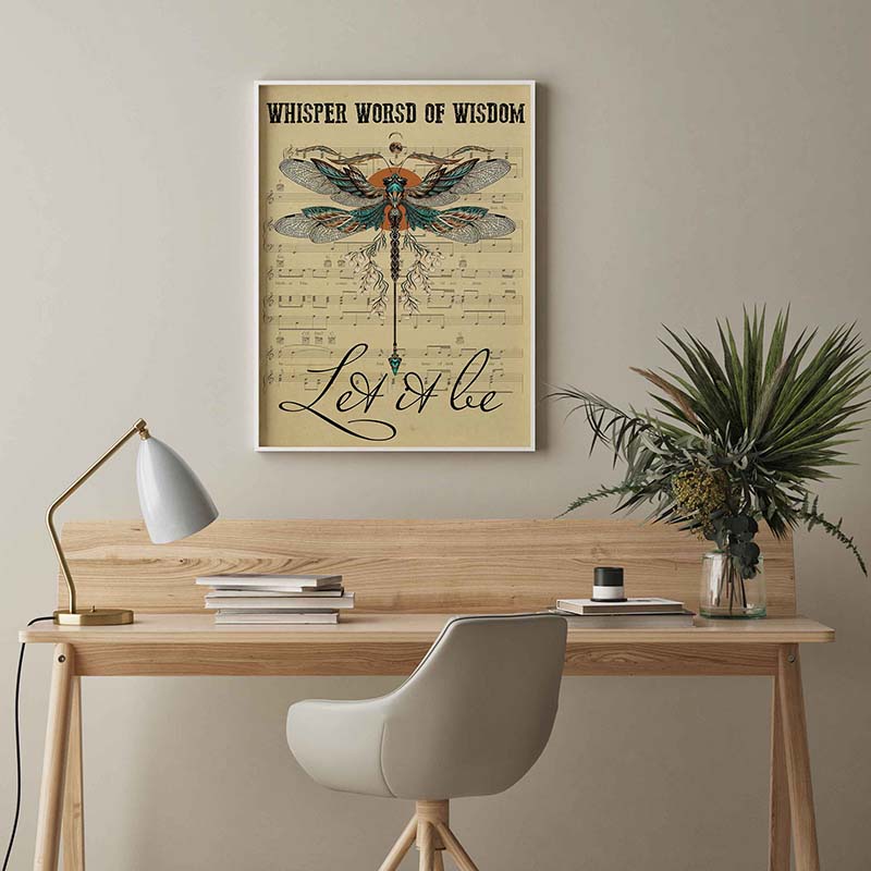 Skitongifts Wall Decoration, Home Decor, Decoration Room Dictionary Whisper Words Of Disdom Let It Be Dragonfly TT1702