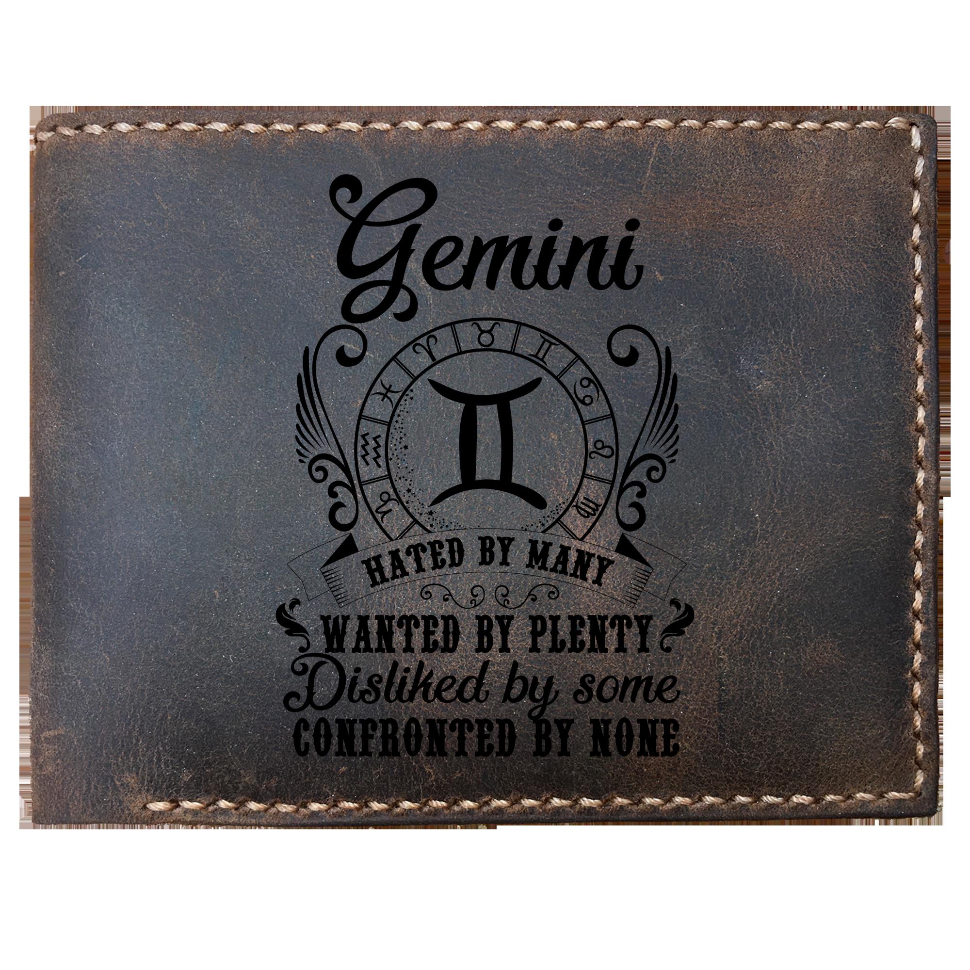 Skitongifts Funny Custom Laser Engraved Bifold Leather Wallet For Men, Disliked By Some Gemini Zodiac Signs Funny