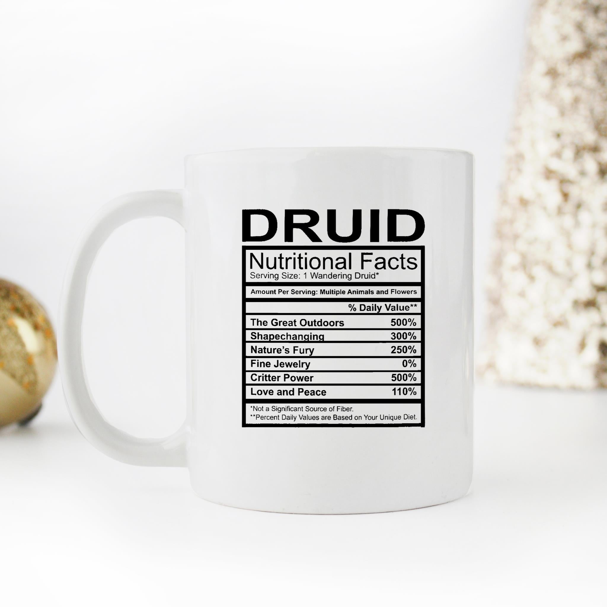 Skitongifts Funny Ceramic Novelty Coffee Mug Dnd Druid Nutritional Facts B5tXH9V