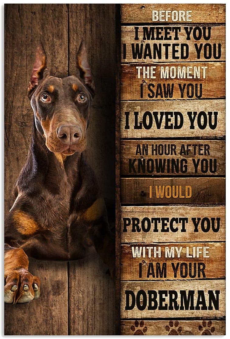 Doberman Dog Pet Love Quote Wood Pattern