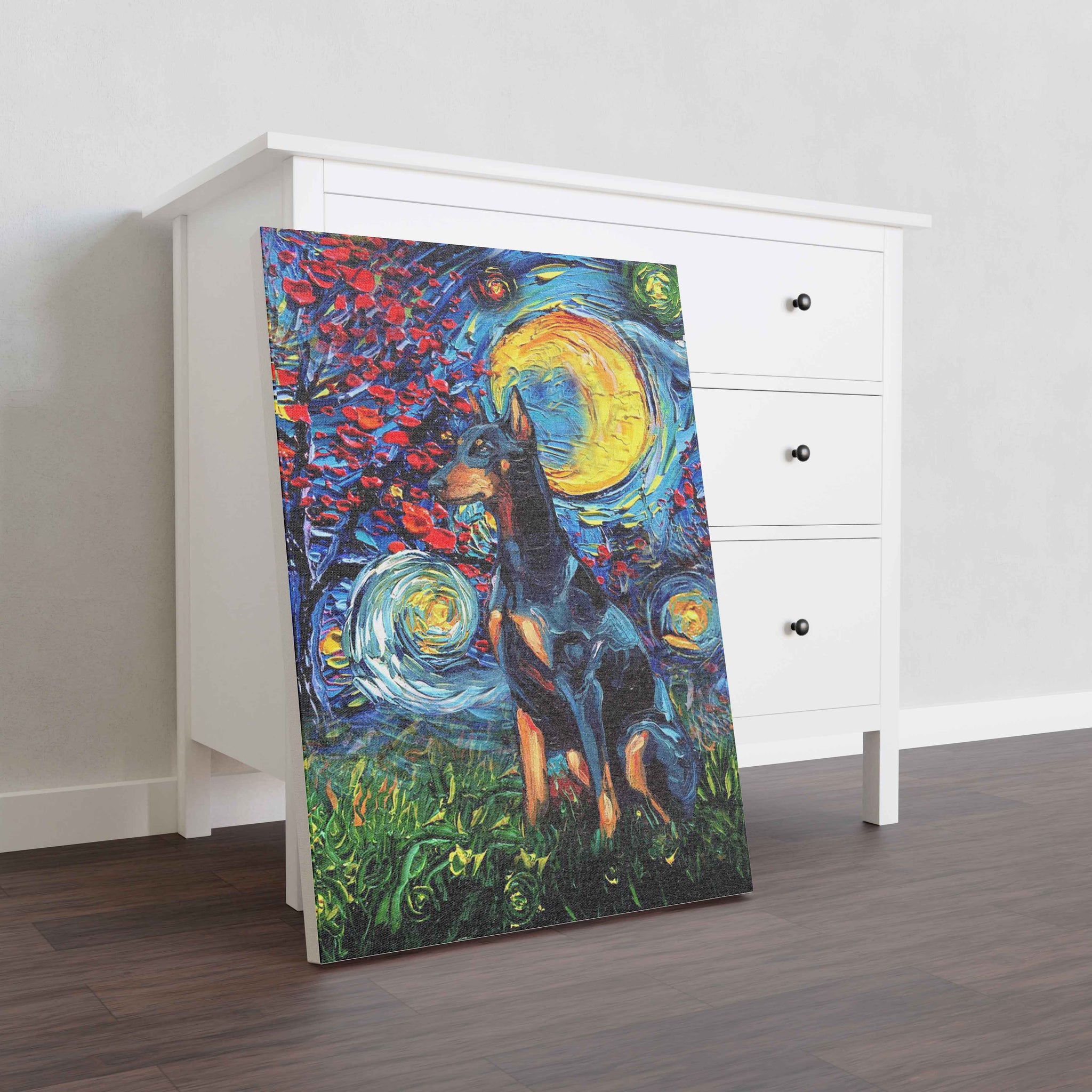 Skitongifts Poster No Frame, Wall Art, Home Decor Doberman Dog Starry Night Style Halloween-TT1008