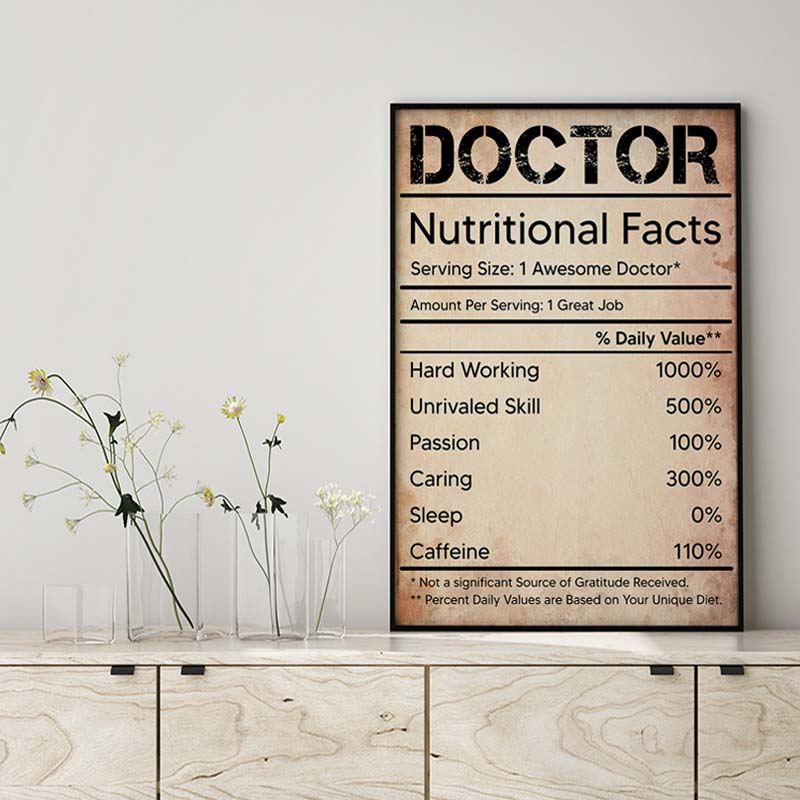 Skitongifts Wall Decoration, Home Decor, Decoration Room Doctor Nutritional Facts Label Chalkboard Personalized MH1809