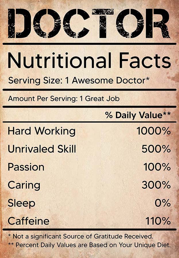 Doctor Nutritional Facts Label Chalkboard Personalized MH1809