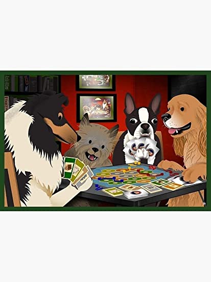 Dogs Playing Settlers Of Catan Landscape Poster