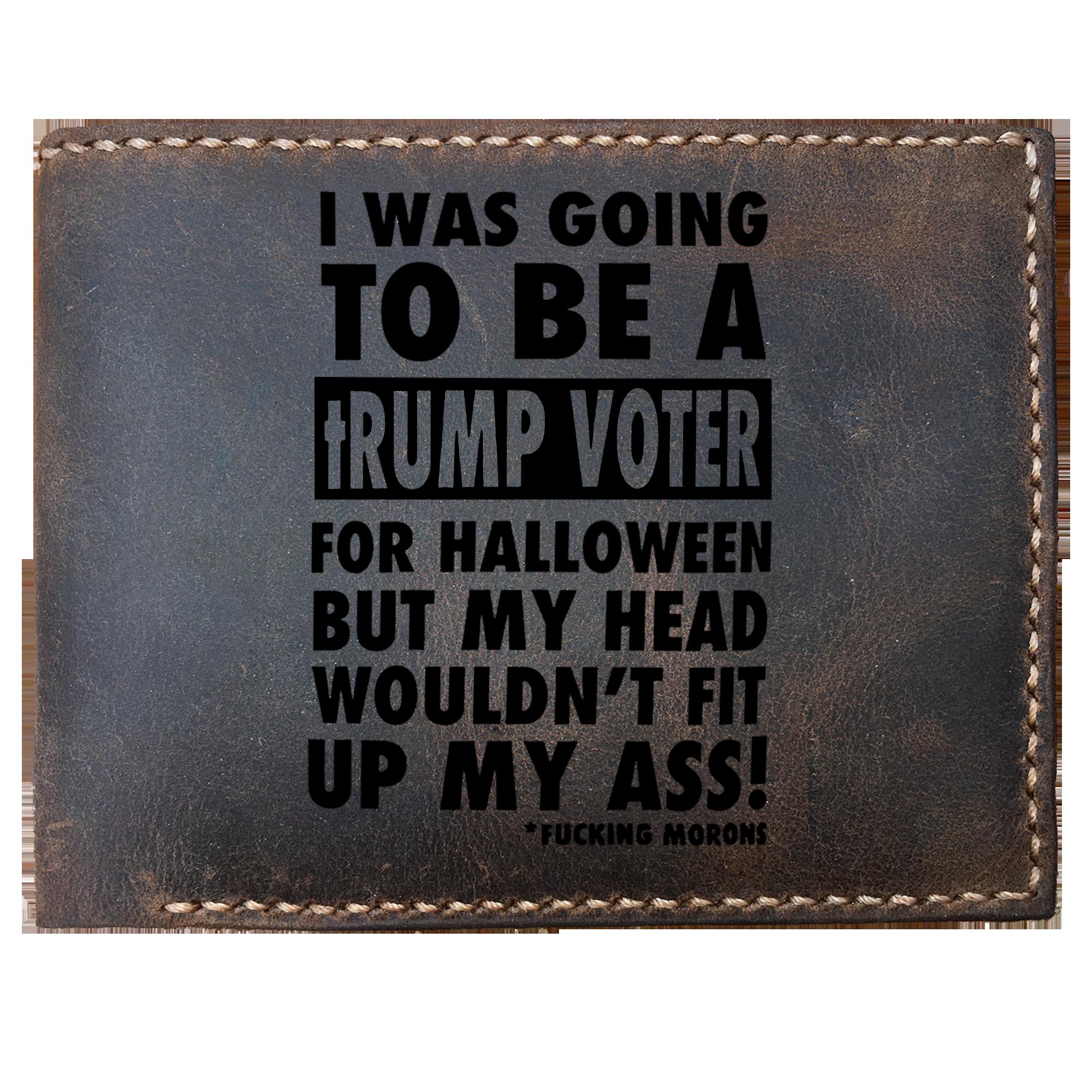 Skitongifts Funny Custom Laser Engraved Bifold Leather Wallet For Men, Donald Trump Voter Halloween