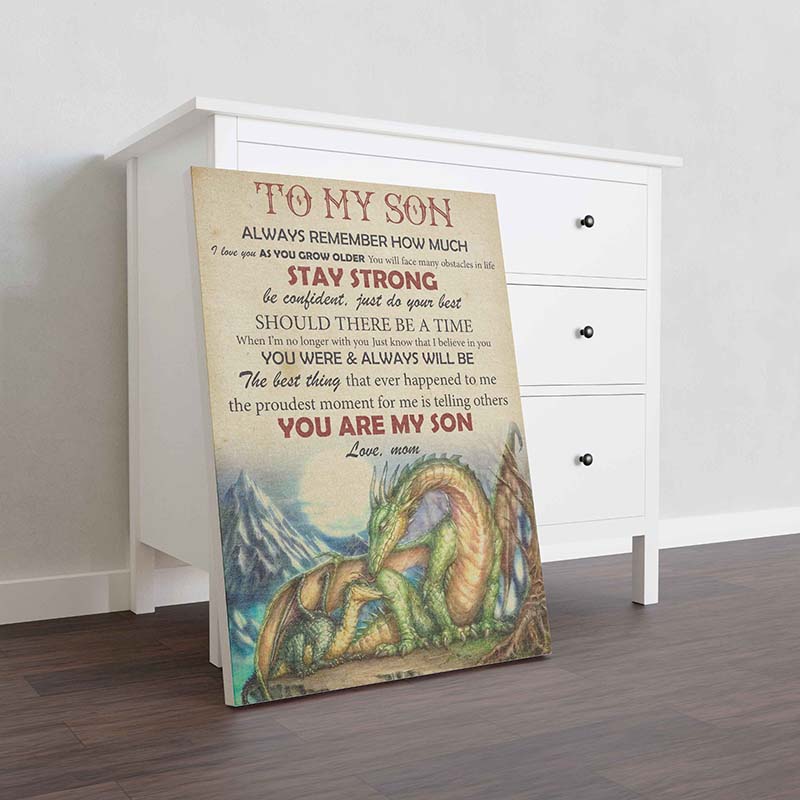 Skitongifts Wall Decoration, Home Decor, Decoration Room Dragon To My Son Always Remember How Much I Love You As You Grow Older-TT0611