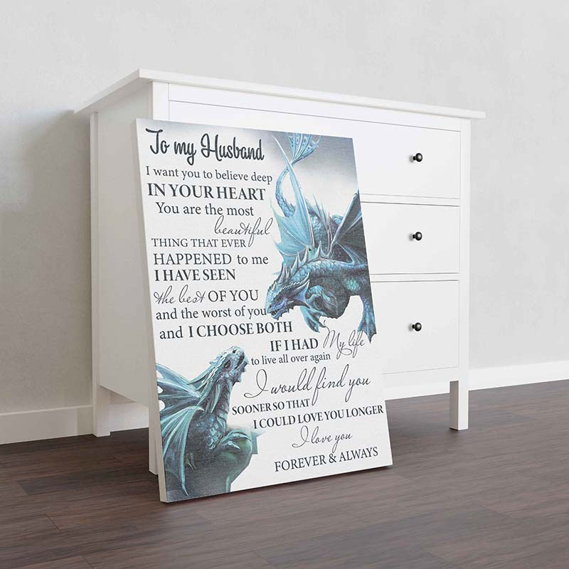 Skitongifts Wall Decoration, Home Decor, Decoration Room Dragon Toothless To My Husband I Want You To Believe Deep In Your Heart I Love You-TT2812