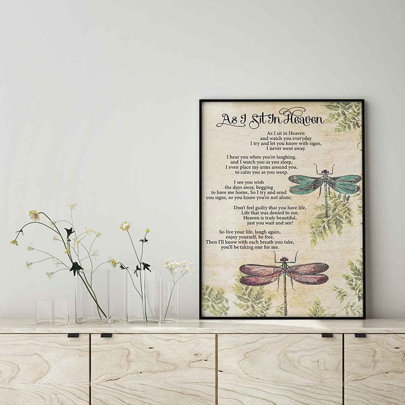 Skitongifts Wall Decoration, Home Decor, Decoration Room Dragonfly As I Sit In Heaven TT1203