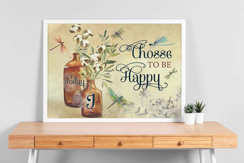 Skitongifts Wall Decoration, Home Decor, Decoration Room Dragonfly Today I Choose To Be Happy TT1203
