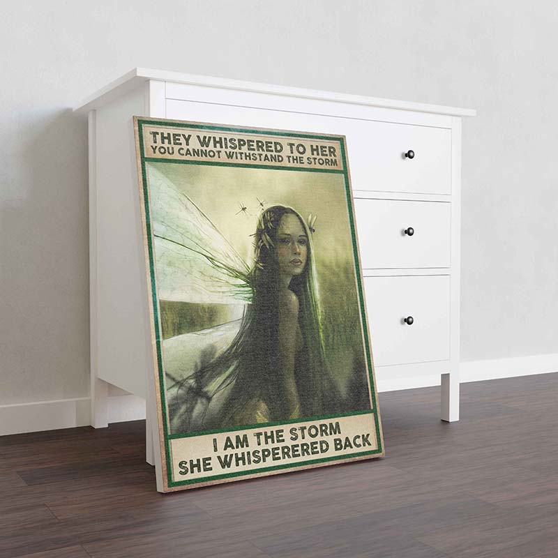 Skitongifts Wall Decoration, Home Decor, Decoration Room Dragonfly They Whispered To Her You Cannot Withstand The Storm-TT0702