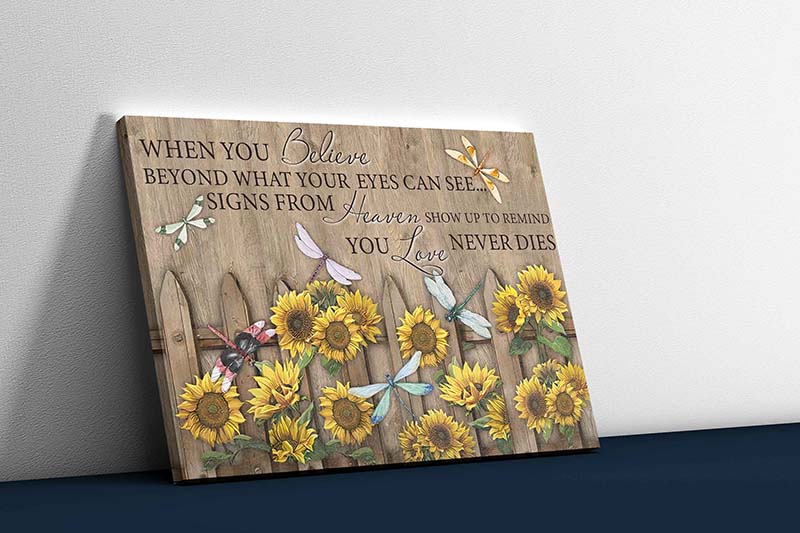 Skitongifts Wall Decoration, Home Decor, Decoration Room Dragonfly + Sunflower - When You Believe-TT0301