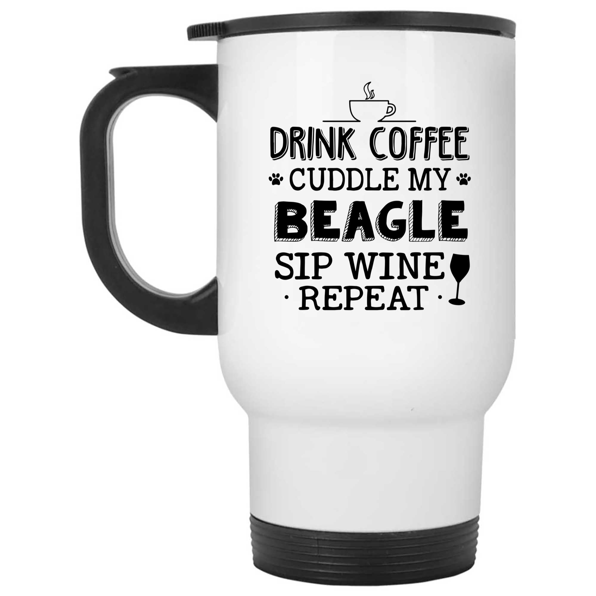 Skitongifts Funny Ceramic Novelty Coffee Mug Drink Coffee Cuddle My Beagle Sip Wine Reapeat JVSJPd5