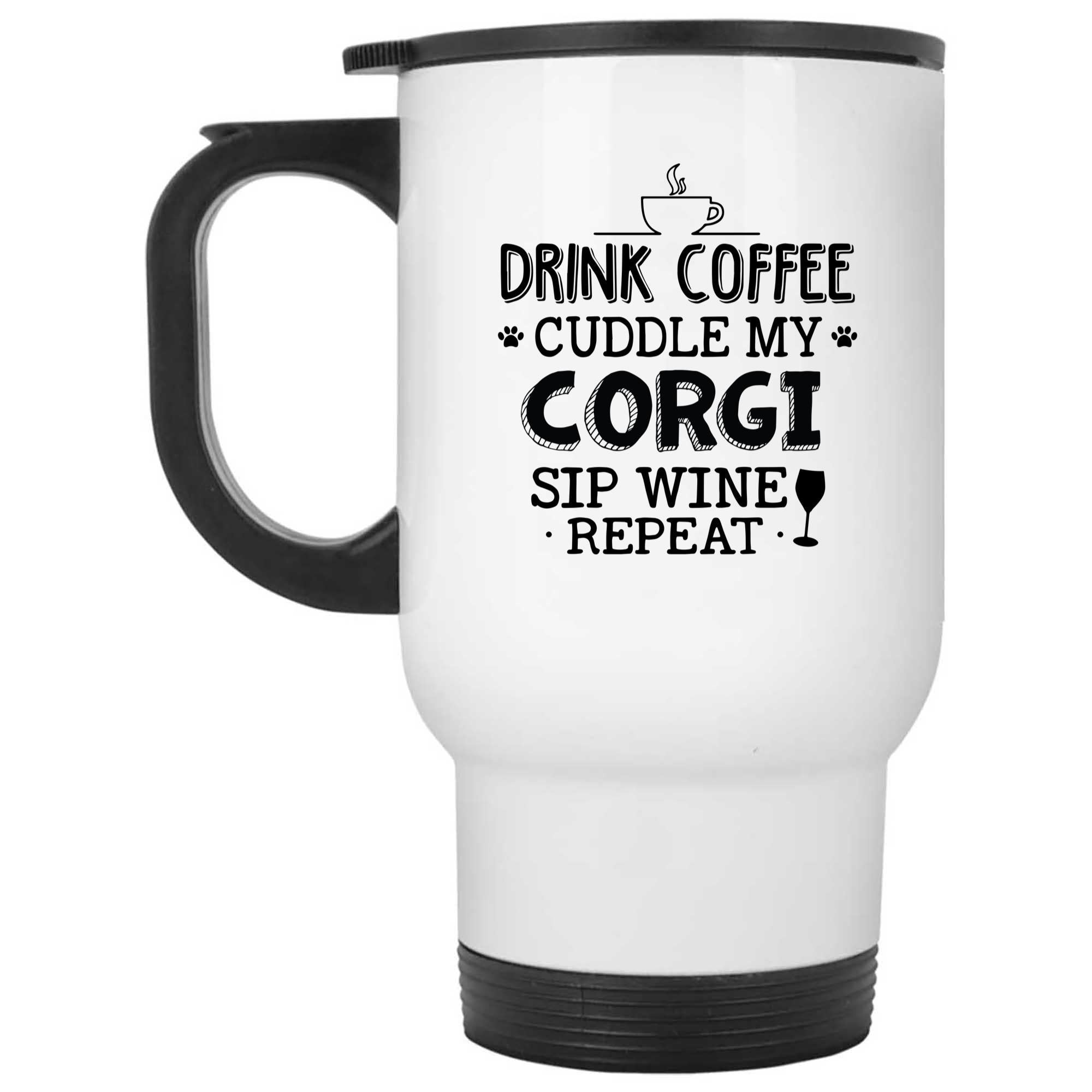 Skitongifts Funny Ceramic Novelty Coffee Mug Drink Coffee Cuddle My Corgi Sip Wine Reapeat dYE74K0