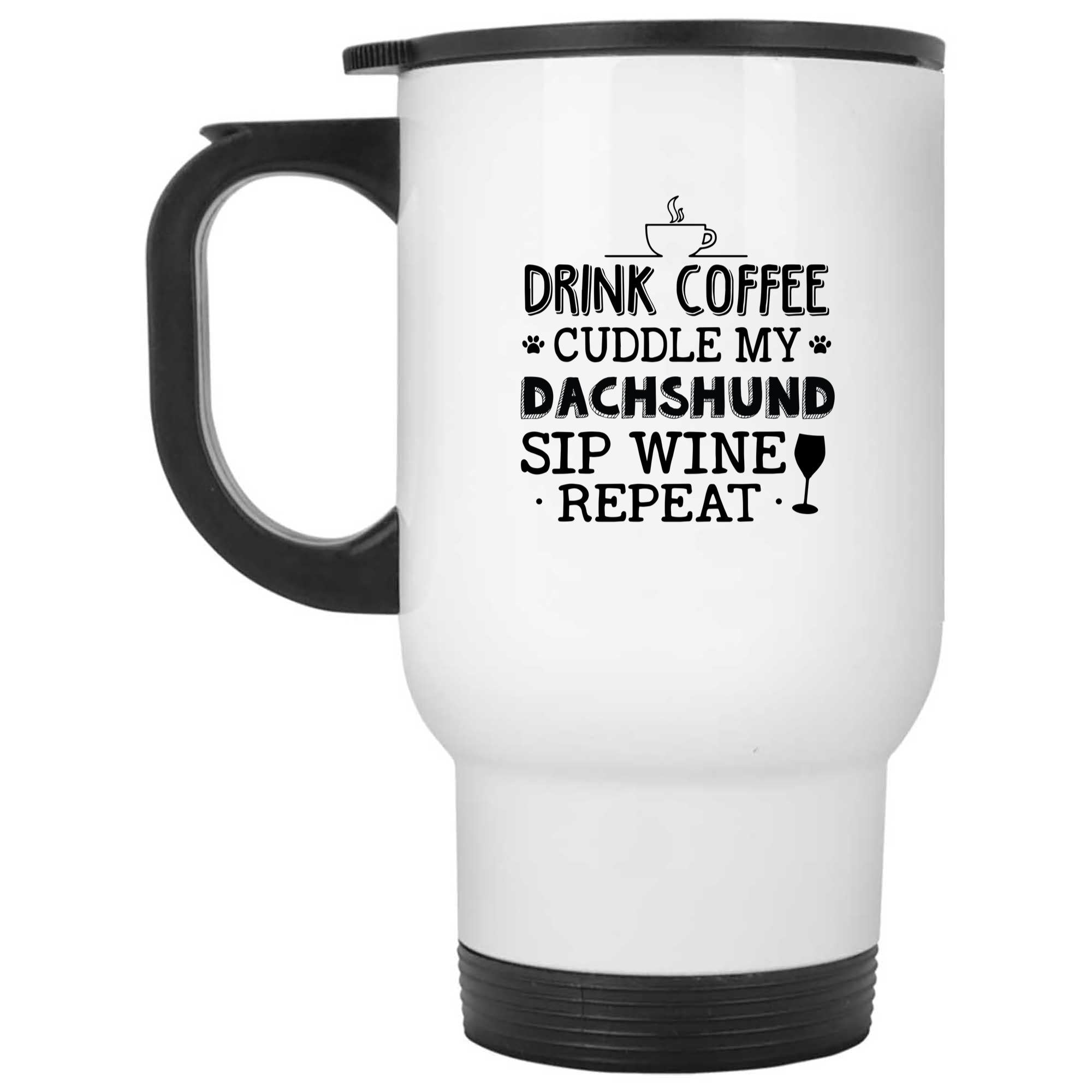 Skitongifts Funny Ceramic Novelty Coffee Mug Drink Coffee Cuddle My Dachshund My Sip Wine Repeat MqXYh6R