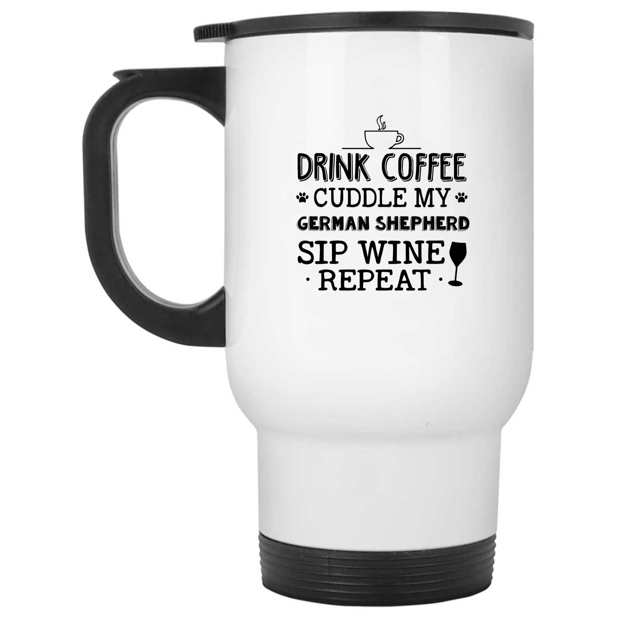 Skitongifts Funny Ceramic Novelty Coffee Mug Drink Coffee Cuddle My German Shepherd Sip Wine Repeat g6c08gB