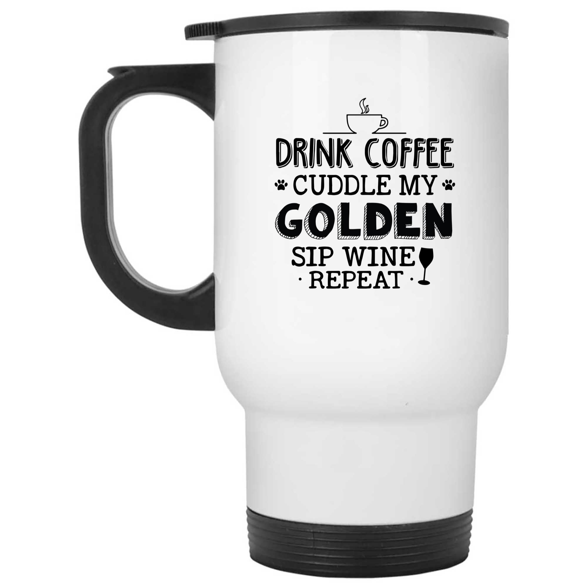 Skitongifts Funny Ceramic Novelty Coffee Mug Drink Coffee Cuddle My Golden Sip Wine Repeat MlRF37q