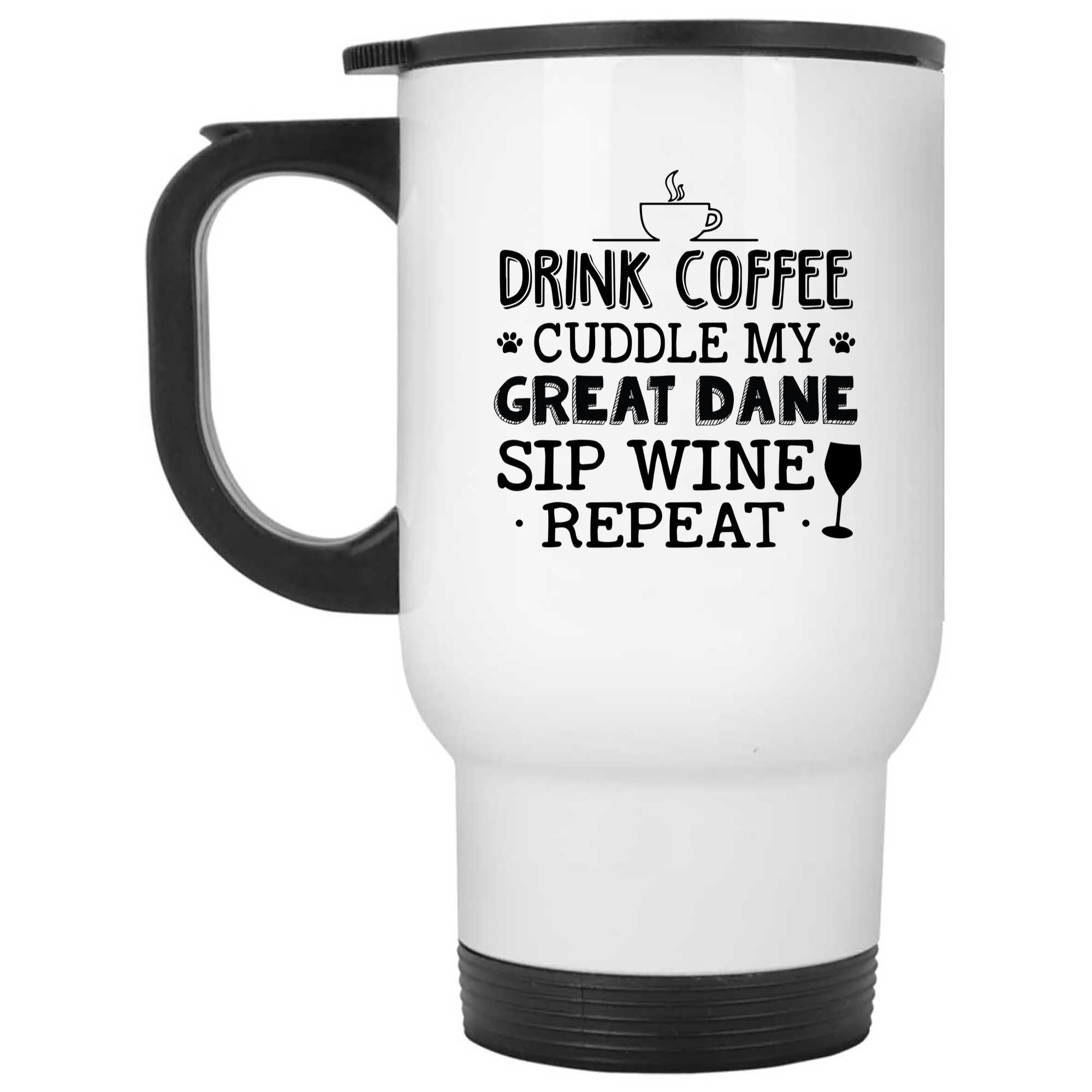 Skitongifts Funny Ceramic Novelty Coffee Mug Drink Coffee Cuddle My Great Dane Sip Wine Repeat WqSNxe7