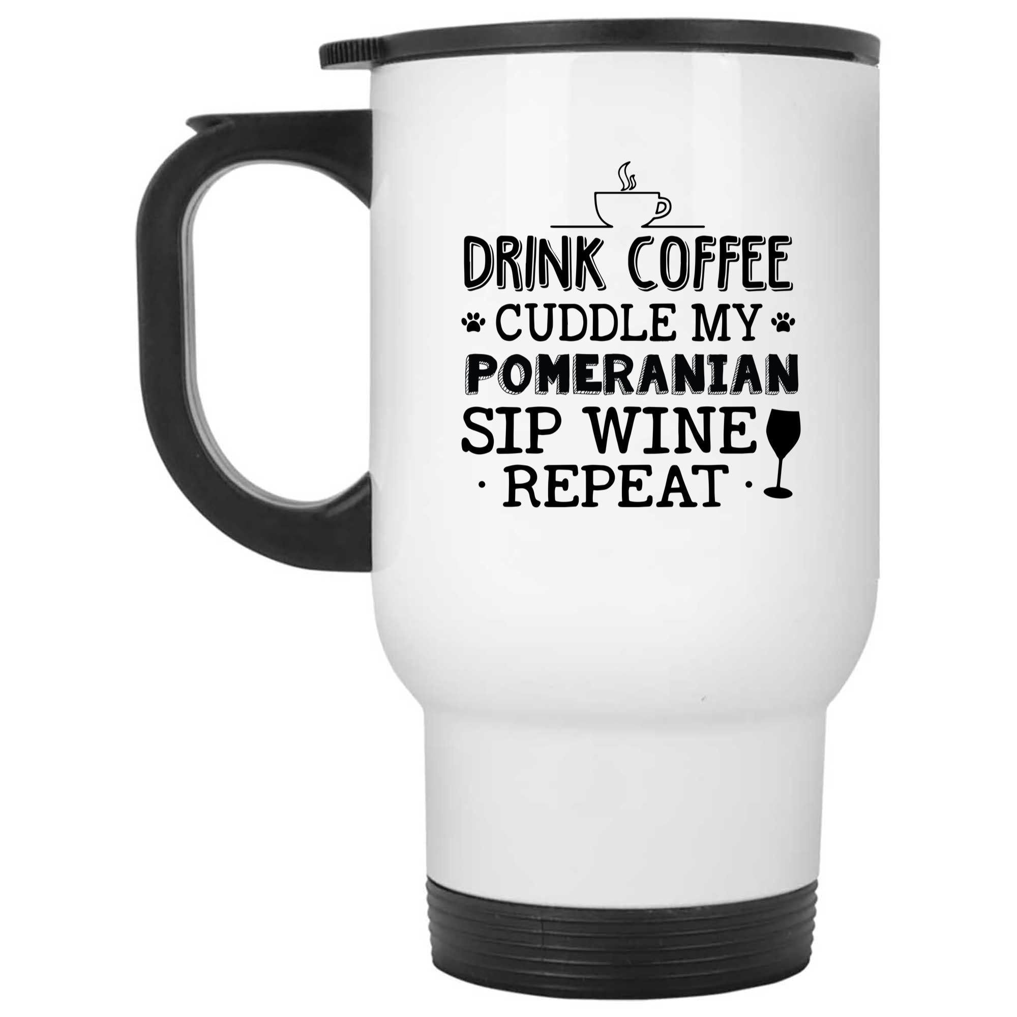 Skitongifts Funny Ceramic Novelty Coffee Mug Drink Coffee Cuddle My Pomeranian Sip Wine Reapeat uwhEQiI