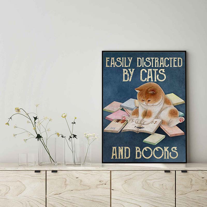 Easily Distracted By Cats And Books-TT2803