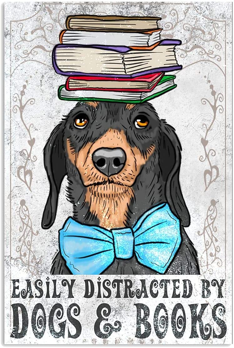 Easily Distracted By Dog And Book Pet Quote White