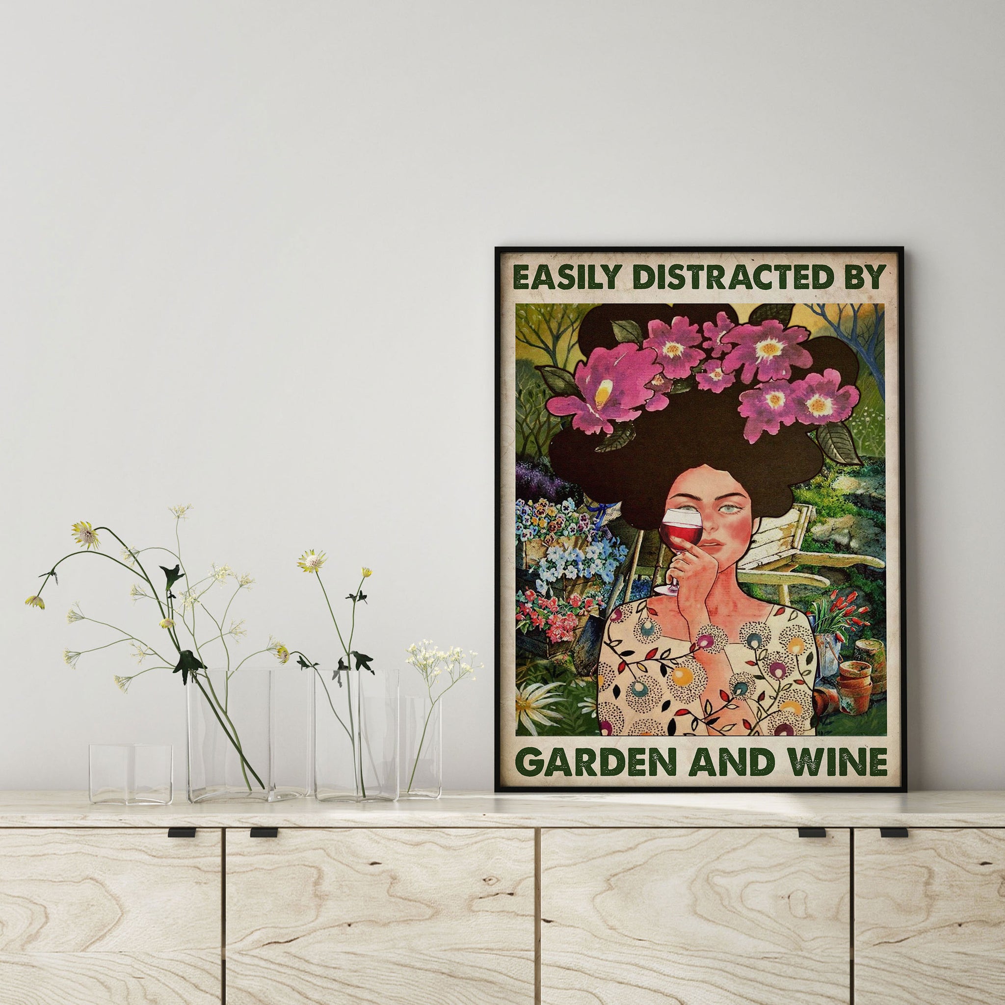 Easily Distracted By Garden And Wine Garden Girl-MH2807