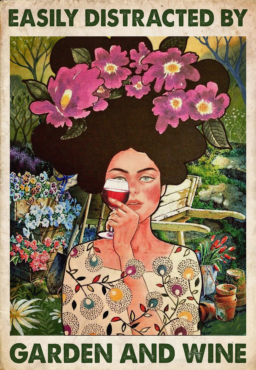 Easily Distracted By Garden And Wine Garden Girl-MH2807