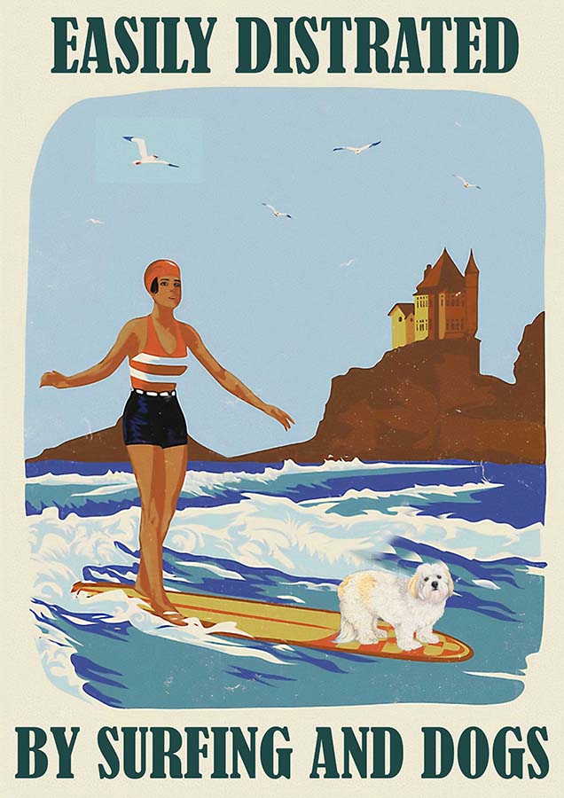 Easily Distracted By Surfing and Dog Girl Cavapoo-TT0110