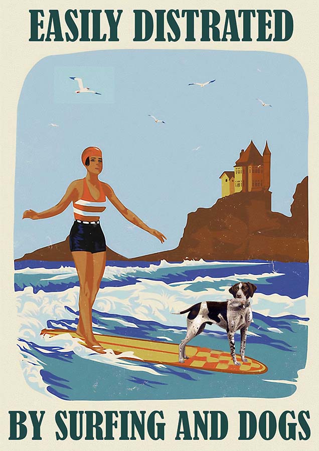 Easily Distracted By Surfing and Dog Girl German Shorthaired Pointer-TT0110