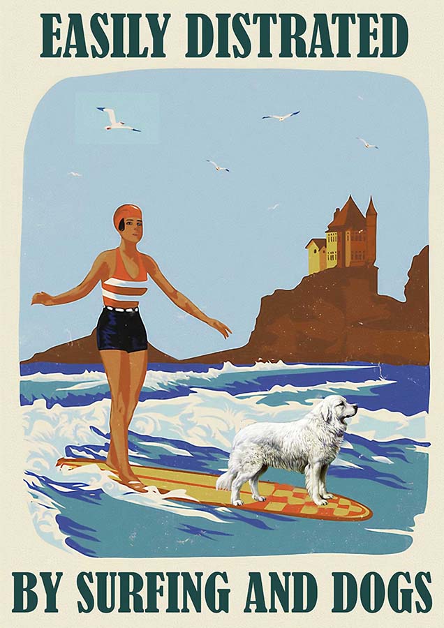 Easily Distracted By Surfing and Dog Girl Great Pyrenees-TT0110