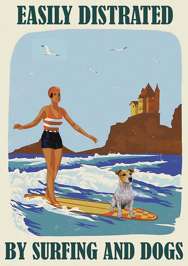 Easily Distracted By Surfing and Dog Girl Jack Russell Terrier-TT0110