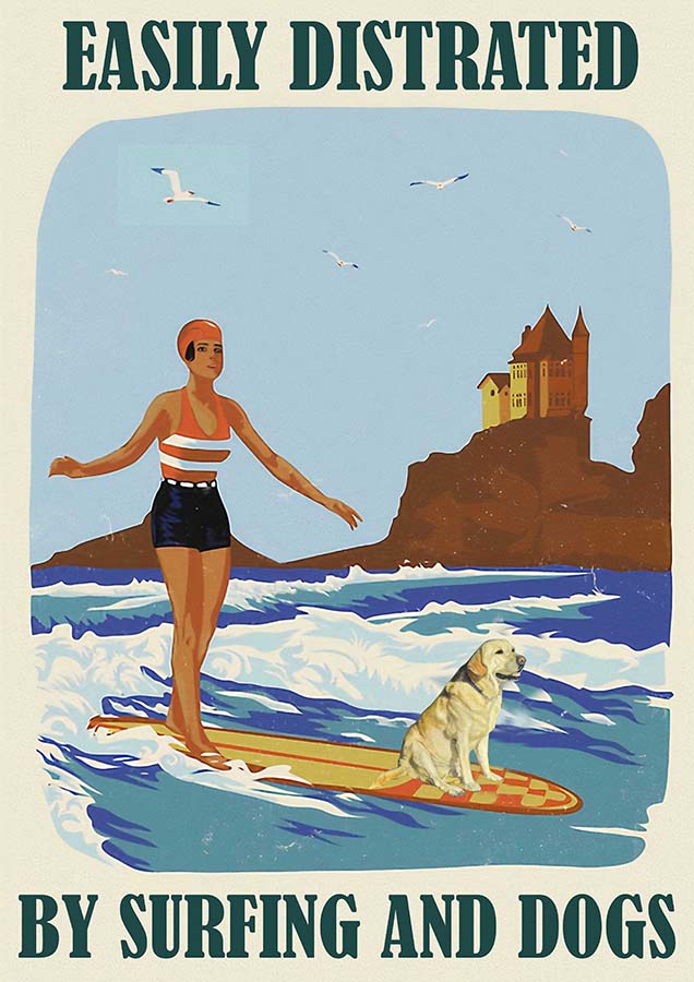 Easily Distracted By Surfing and Dog Girl Labrador-TT0110