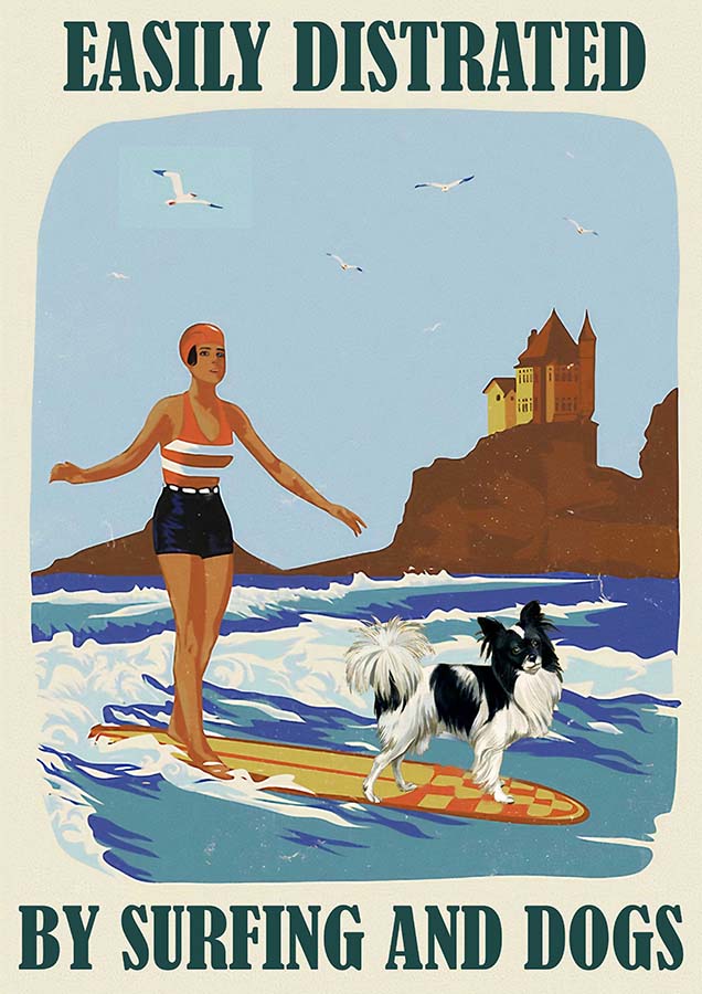 Easily Distracted By Surfing and Dog Girl Papillon-TT0110