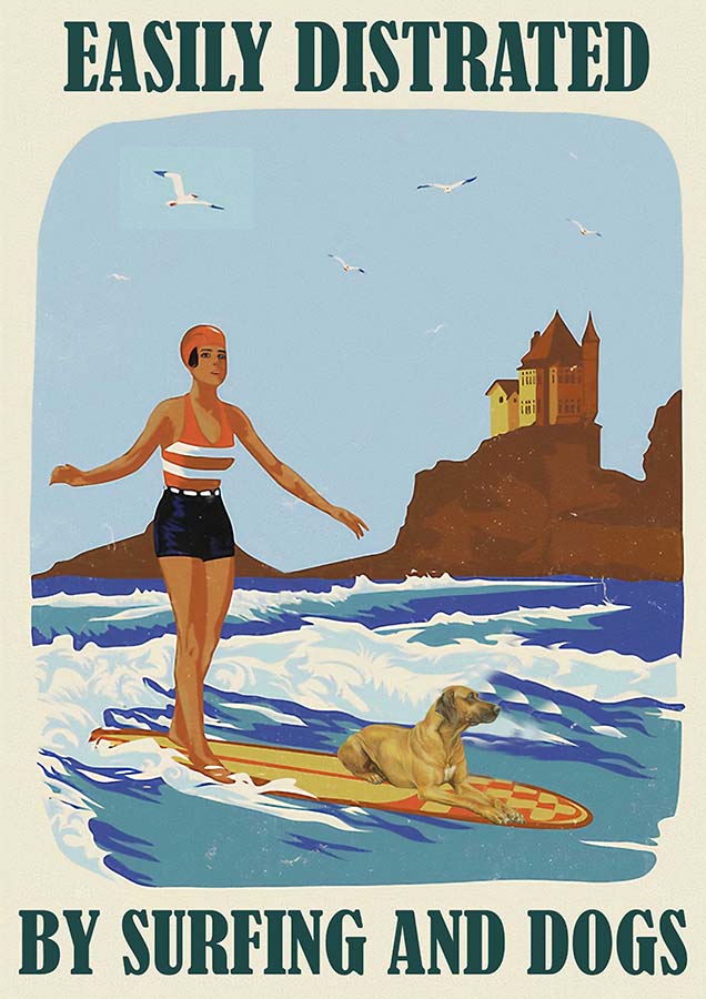 Easily Distracted By Surfing and Dog Girl Rhodesian Ridgeback-TT0110