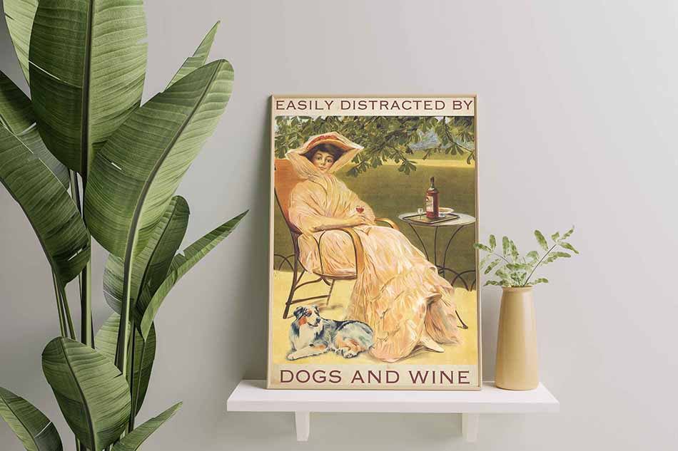 Easily Distracted by Australian Shepherds Dogs and Wine-TT2508