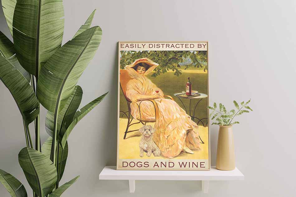 Easily Distracted by Cavapoo Dogs and Wine-TT2508