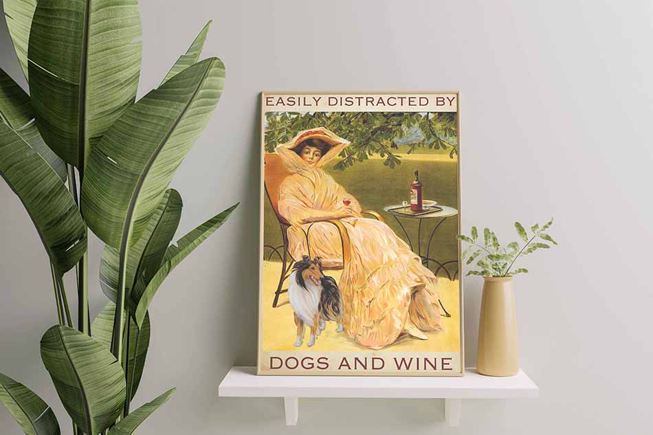 Easily Distracted by Collie Dogs and Wine-TT2508