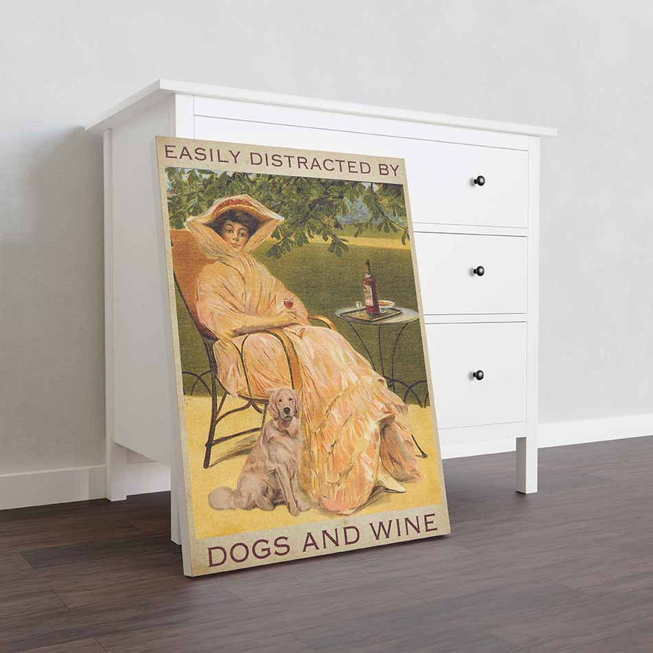 Easily Distracted by Golden Retriever Dogs and Wine-TT2508