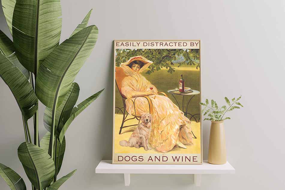 Easily Distracted by Golden Retriever Dogs and Wine-TT2508
