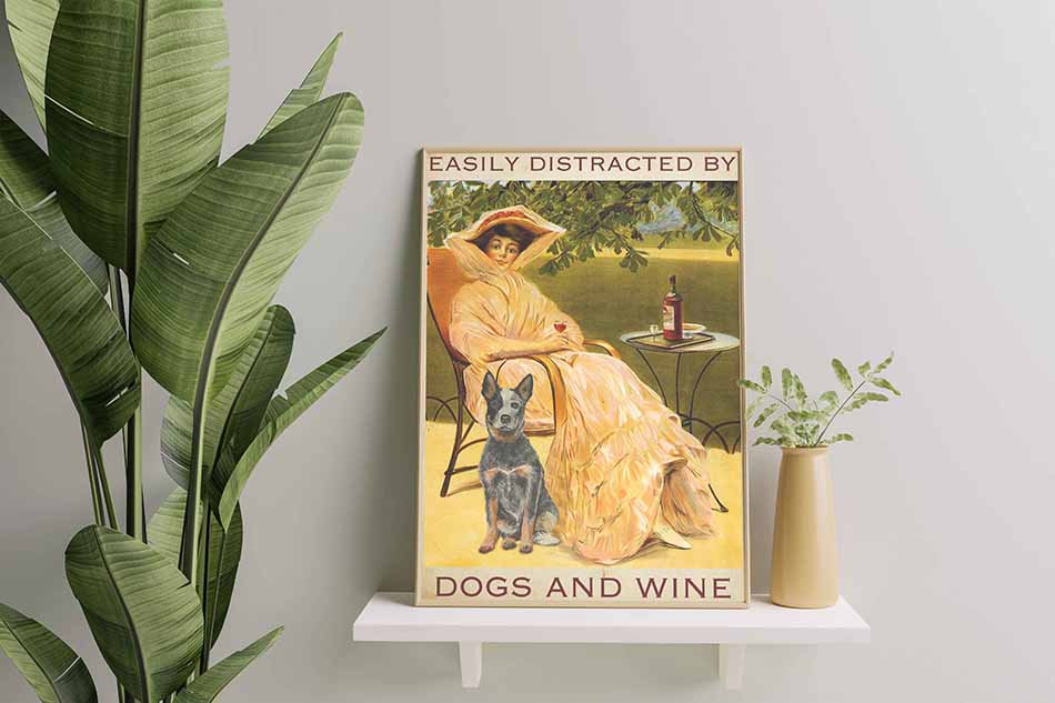 Easily Distracted by Heeler Dogs and Wine-TT2508