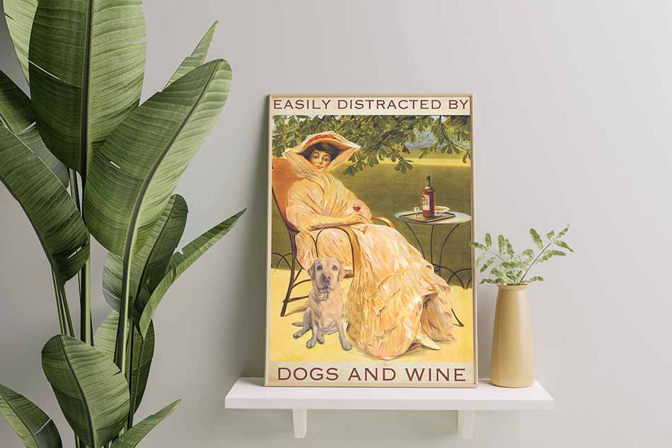 Easily Distracted by Labrador Dogs and Wine-TT2508