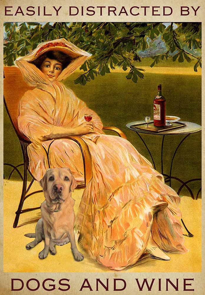 Easily Distracted by Labrador Dogs and Wine-TT2508
