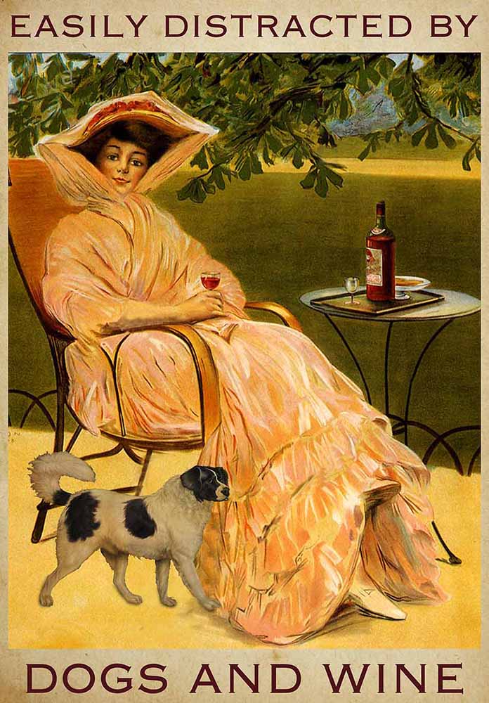 Easily Distracted by Newfoundland Dogs and Wine-TT2508