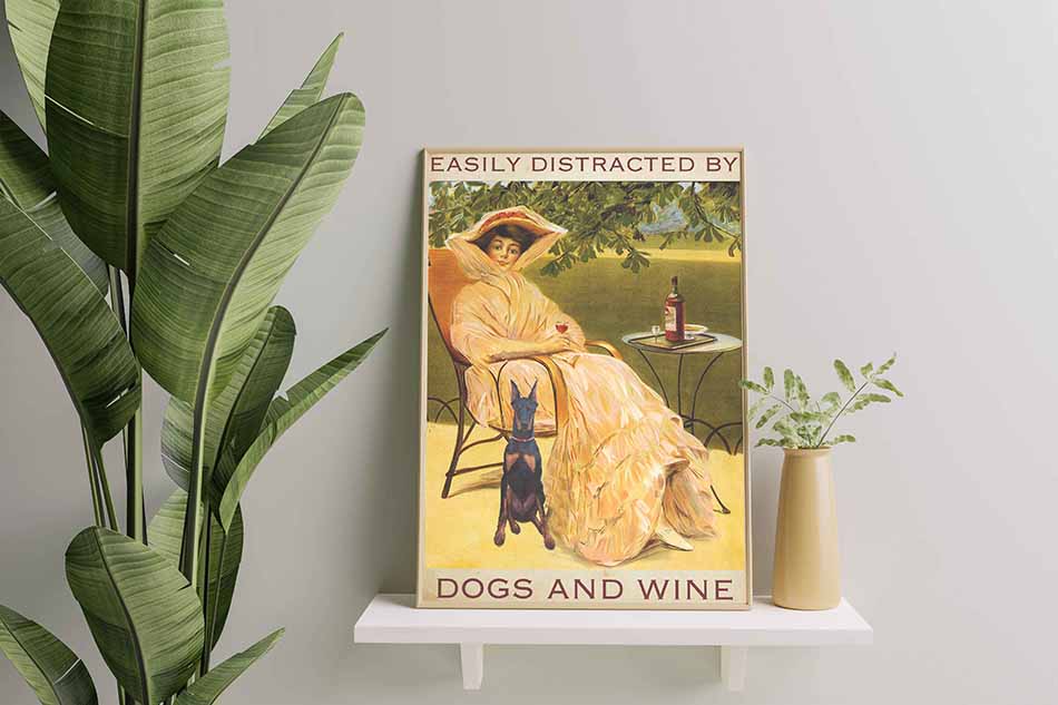 Easily Distracted by Pinscher Dogs and Wine-TT2508