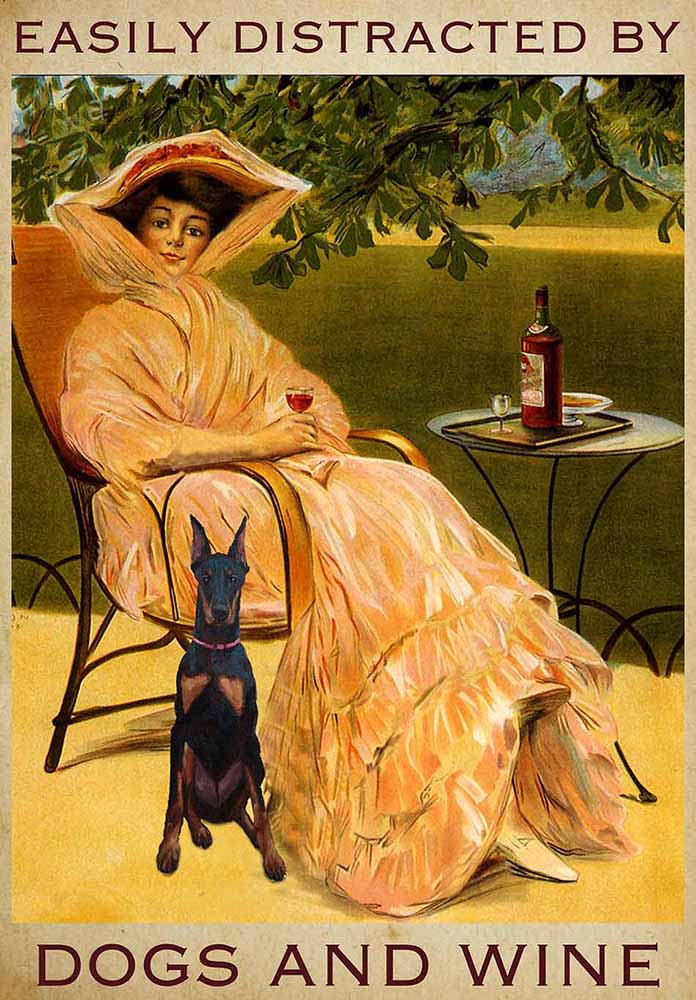 Easily Distracted by Pinscher Dogs and Wine-TT2508