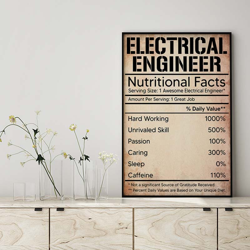 Skitongifts Wall Decoration, Home Decor, Decoration Room Electrical Engineer Nutritional Facts Label