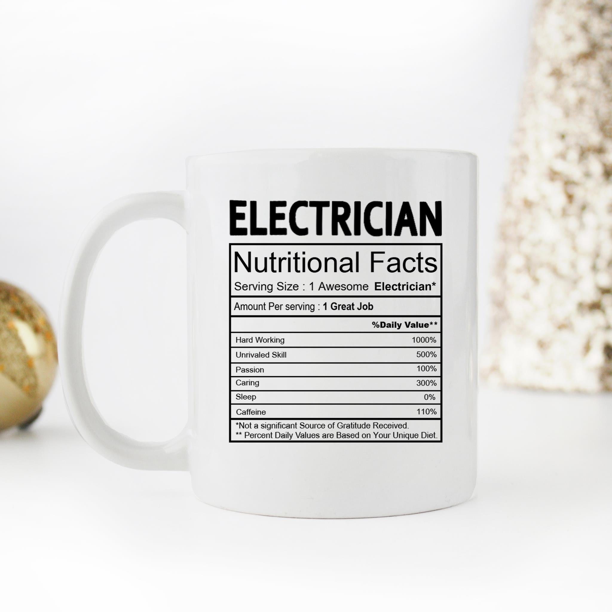 Skitongifts Funny Ceramic Novelty Coffee Mug Electrician Nutritional Facts 0rtoDBz
